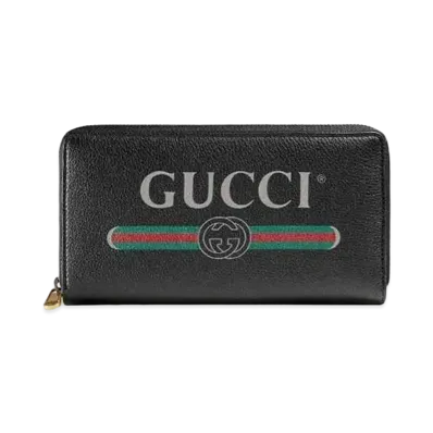 GUCCI Vintage Logo Print Zip Around Wallet "Black"