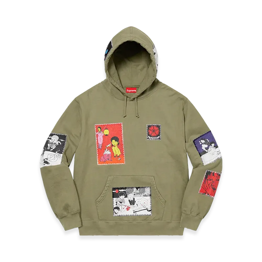 Supreme Toshio Saeki/Supreme Hooded Sweatshirt "Light Olive"
