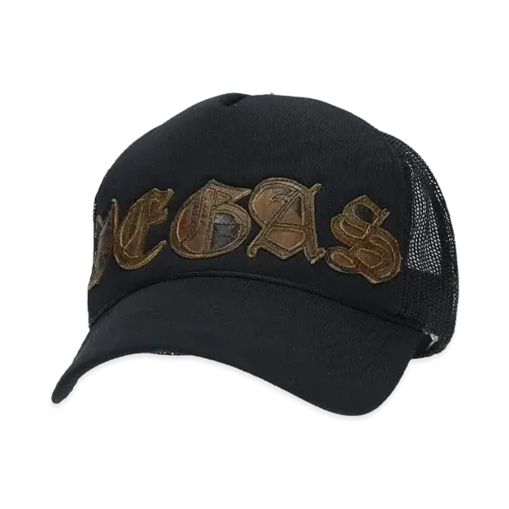 Chrome Hearts Trucker Cap Leather Patch Vegas Patch Cross Ball Mesh "Black"