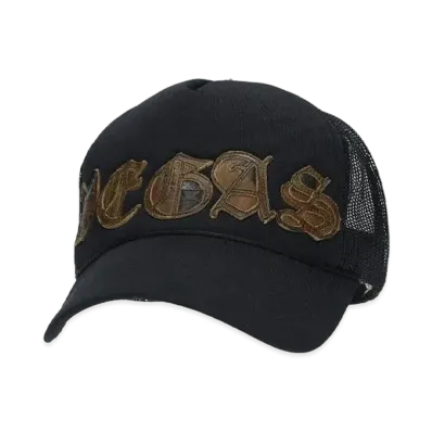 Chrome Hearts Trucker Cap Leather Patch Vegas Patch Cross Ball Mesh "Black"