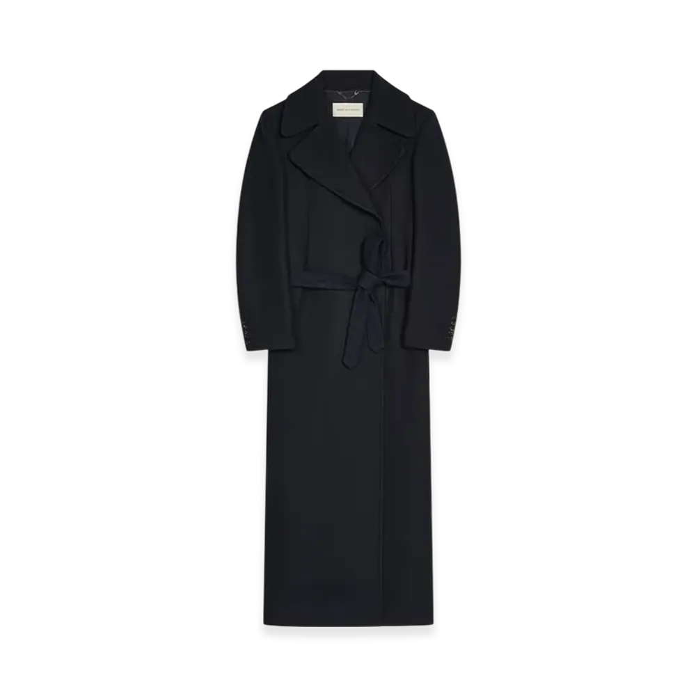 DRIES VAN NOTEN Women's Floor Length Wool Coat "Navy"