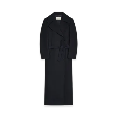 DRIES VAN NOTEN Women's Floor Length Wool Coat "Navy"