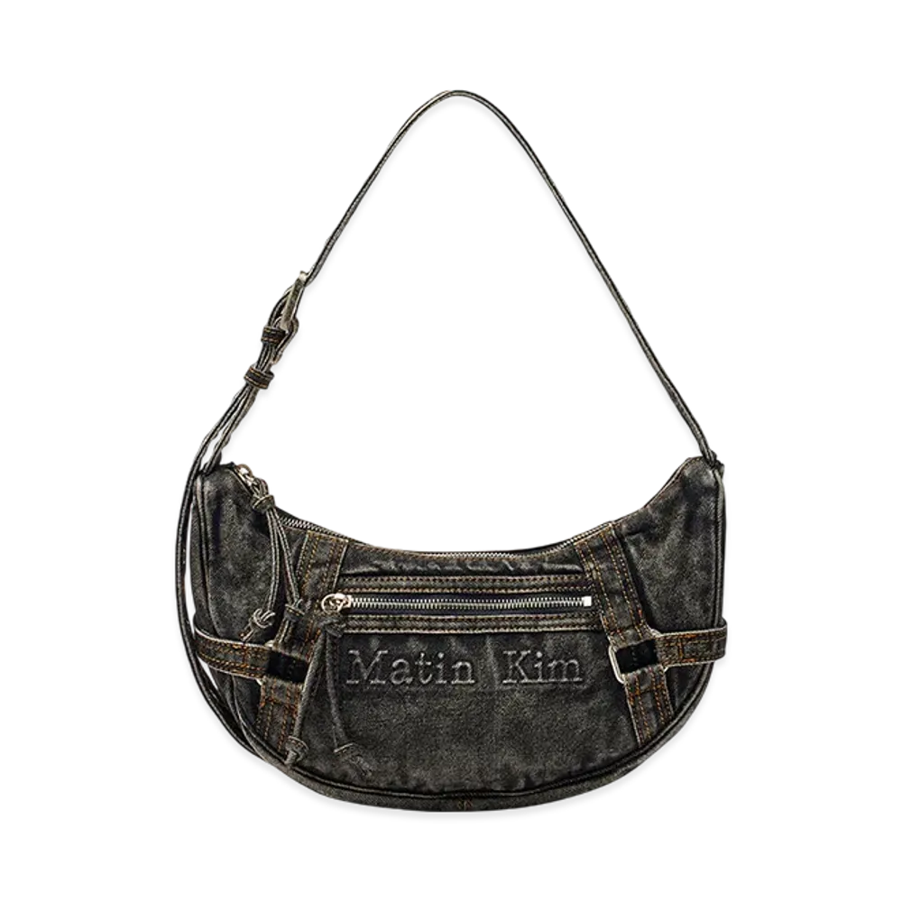 Matin Kim Matin Washed Denim Mini Hobo Bag "Black"