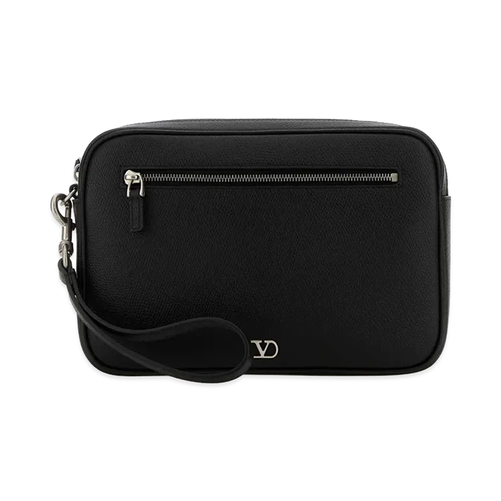 Valentino Leather Vlogo Clutch "Black"