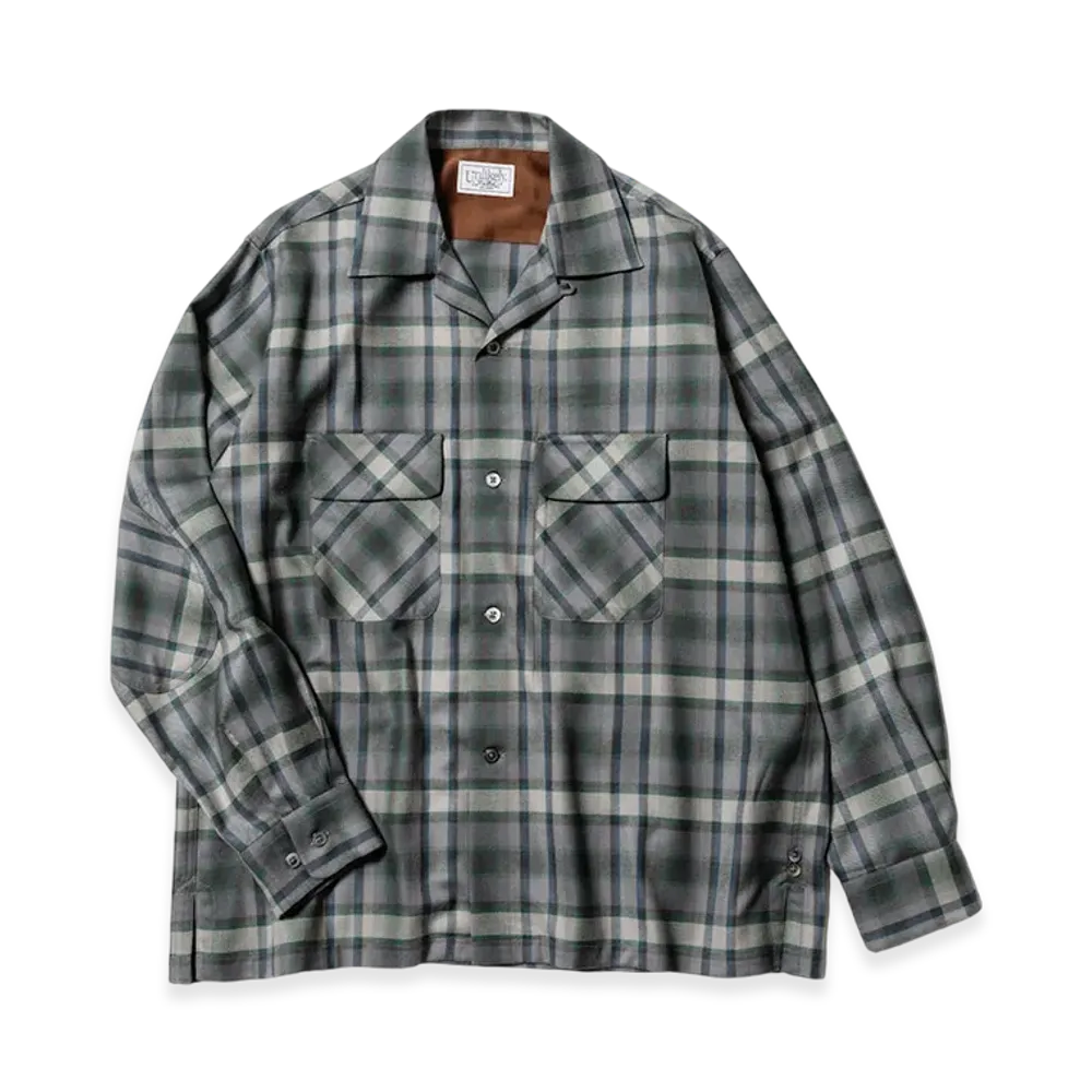 Unlikely 2P Sports Open L/S Shirts Wool Plaids "Green Plaids"