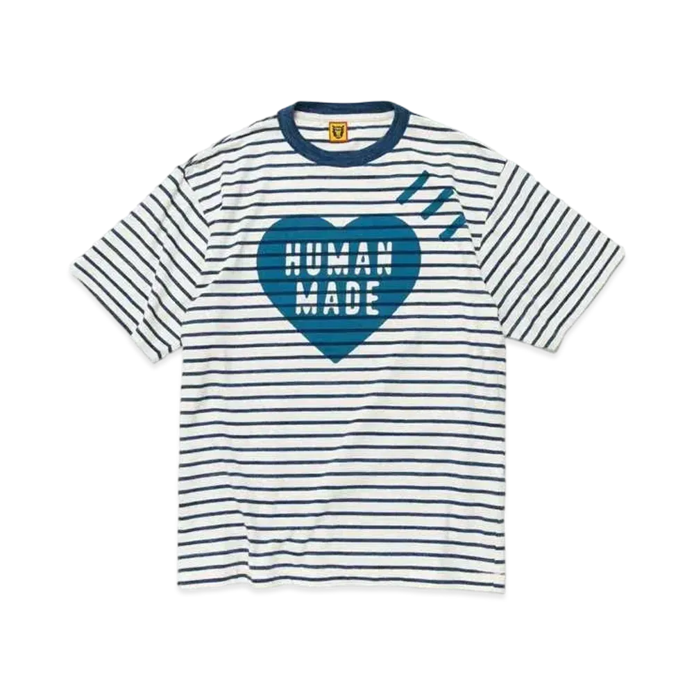 HUMAN MADE Striped Heart T-Shirt "Navy"