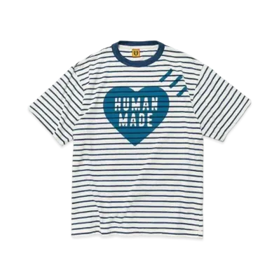 HUMAN MADE Striped Heart T-Shirt "Navy"