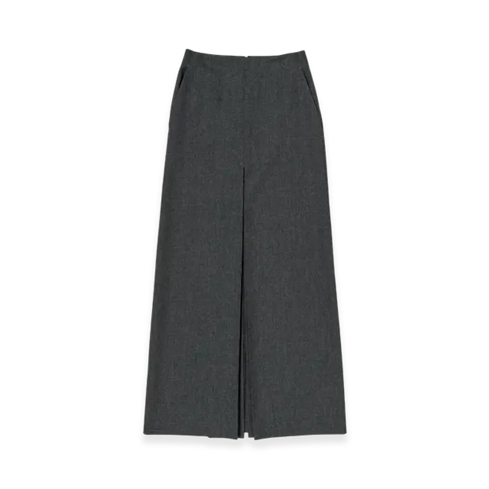 AURALEE Wool Kid Mohair Hop Sack Slit Skirt "Charcoal"