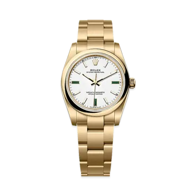 ROLEX Oyster Perpetual 34 Yellow Gold "White"