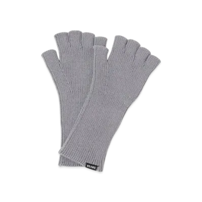 BEAMS Rim Knit Fingerless Gloves "Gray"