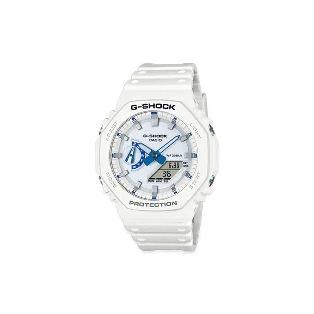 Casio G-Shock GA-2100 Hidden Glow Series Analog-Digital M Watch "White/Blue"