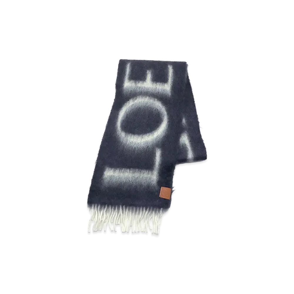 LOEWE Women's Wool Mohair Scarf "Navy/Gray"