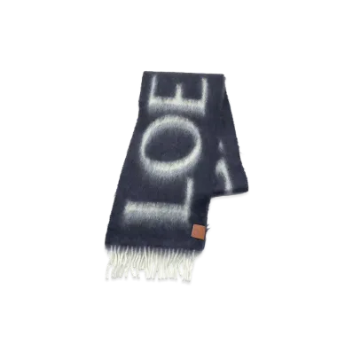 LOEWE Women's Wool Mohair Scarf "Navy/Gray"