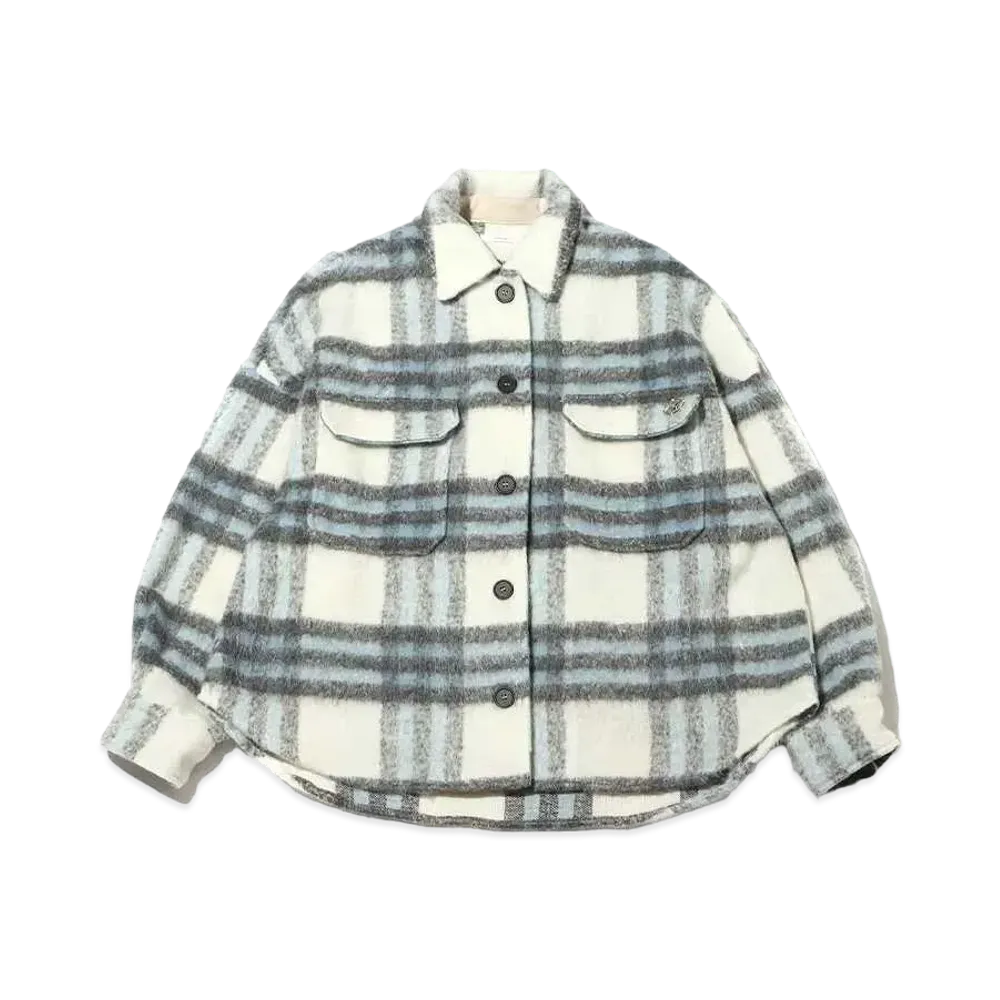 atmos pink Shaggy Big Check Jacket "Blue"