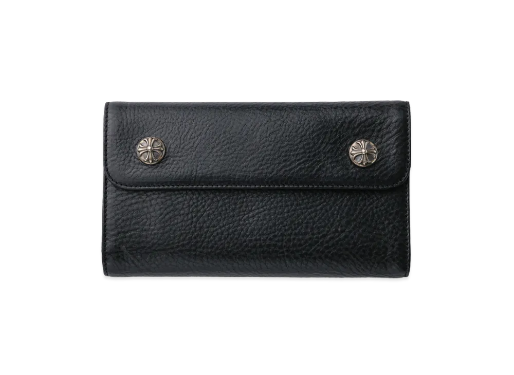 Chrome Hearts Wave Cross Ball Button Leather Wallet "Black/Silver"