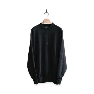 COMOLI Wool Collared Cardigan "Charcoal"