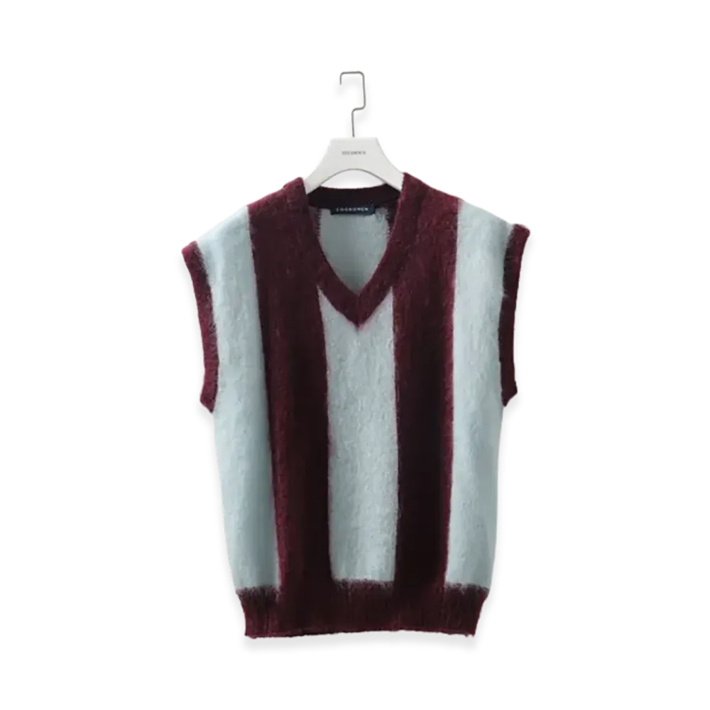 COGNOMEN Football Stripe Knit Vest "Purple"
