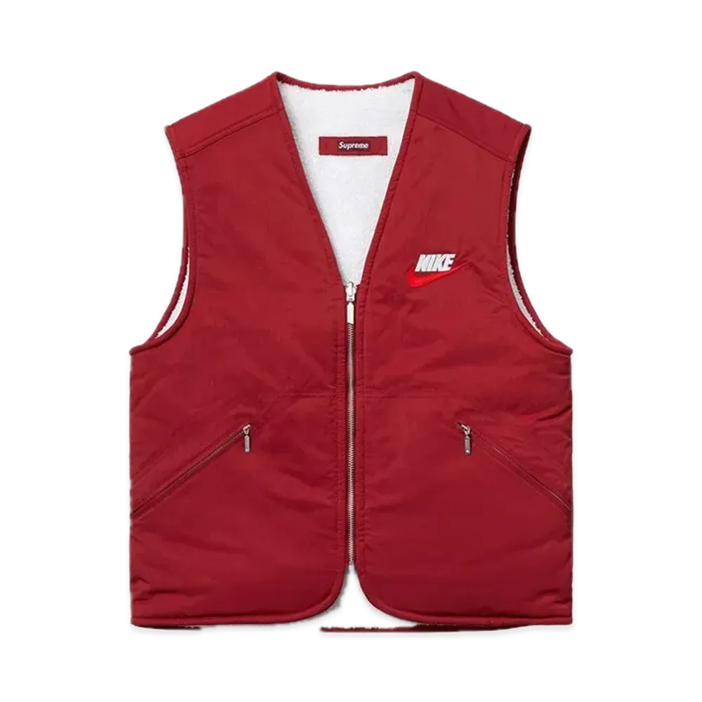 Supreme x Nike Reversible Nylon Sherpa Vest "Burgundy"