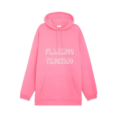 CELINE Hoodie In Cotton Fleece With Artist Print "Pink Flamingo/White"