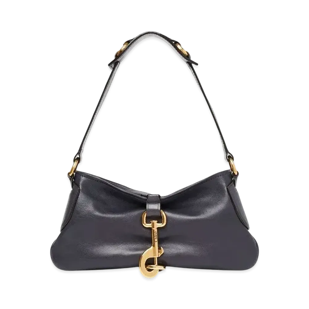 Chloe Kerala 25 Shoulder Bag In Soft Leather "Black Navy"