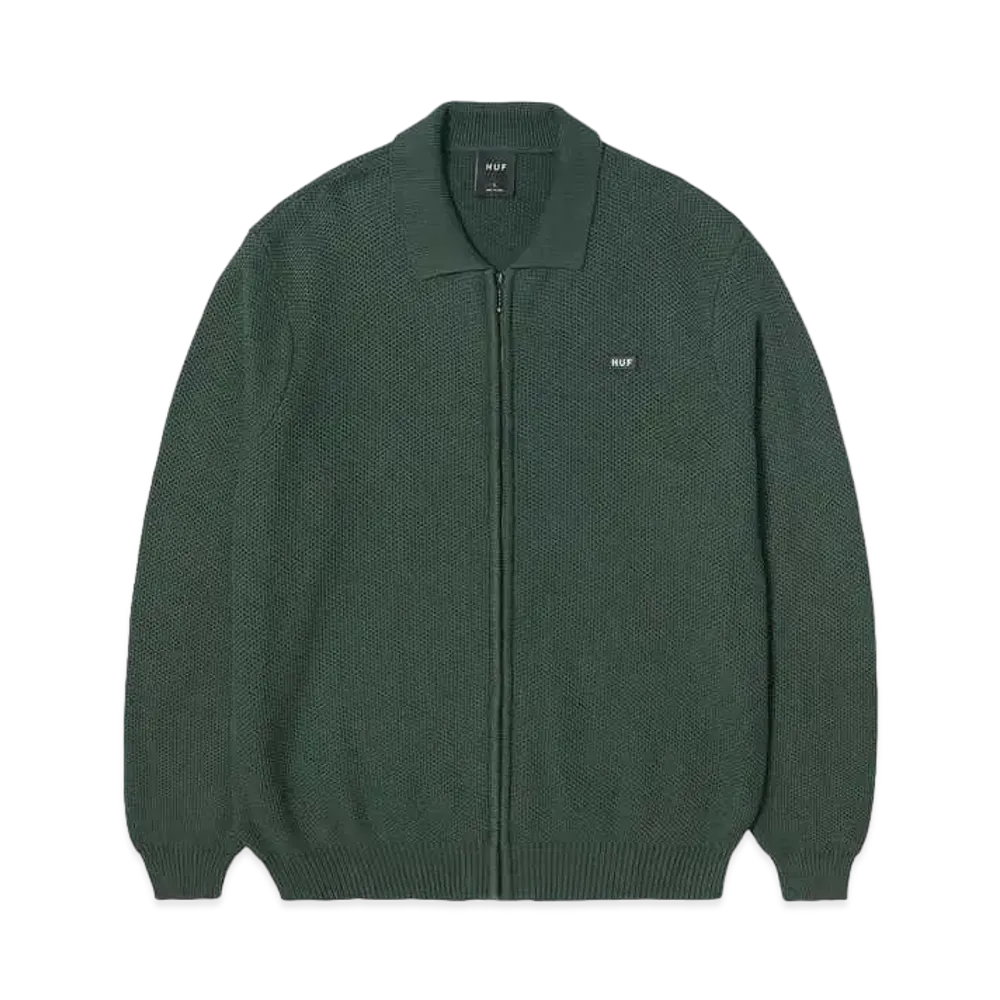 HUF Anton Zip Overdyed Sweater "Hunter Green"