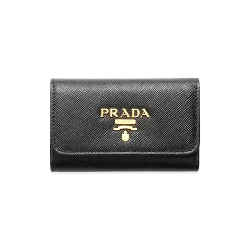 PRADA Saffiano Leather Key Case "Black/Pink"
