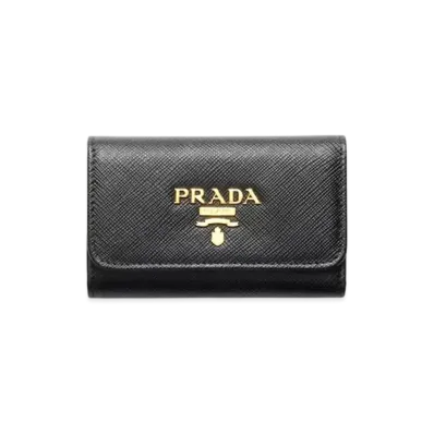 PRADA Saffiano Leather Key Case "Black/Pink"
