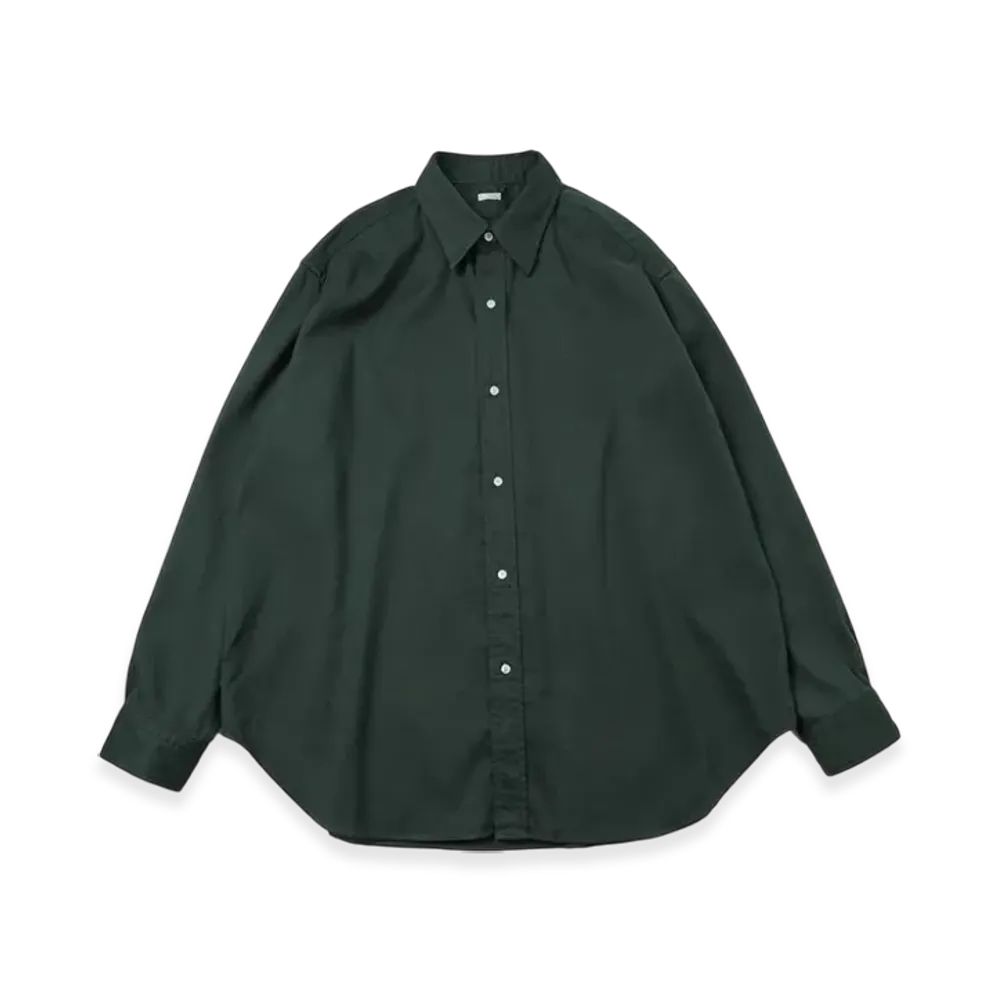 A.PRESSE Double Weave Twill Regular Collar Shirt "Green"