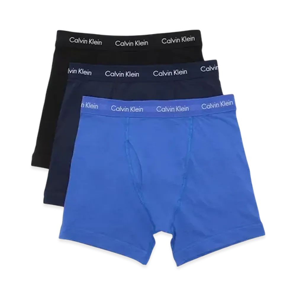 Calvin Klein Logo Cotton Stretch Boxer Shorts Set of 3 "Black/Blue Shadow/Cobalt Water"