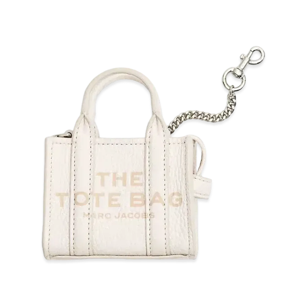 Marc Jacobs The Leather Nano Tote Charm "Cotton/Silver"