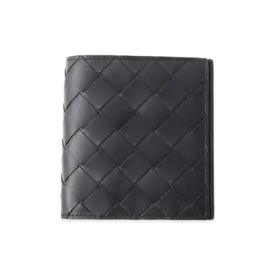 Bottega Veneta Intrecciato Calfskin Bi-fold Compact Wallet "Dark Green"