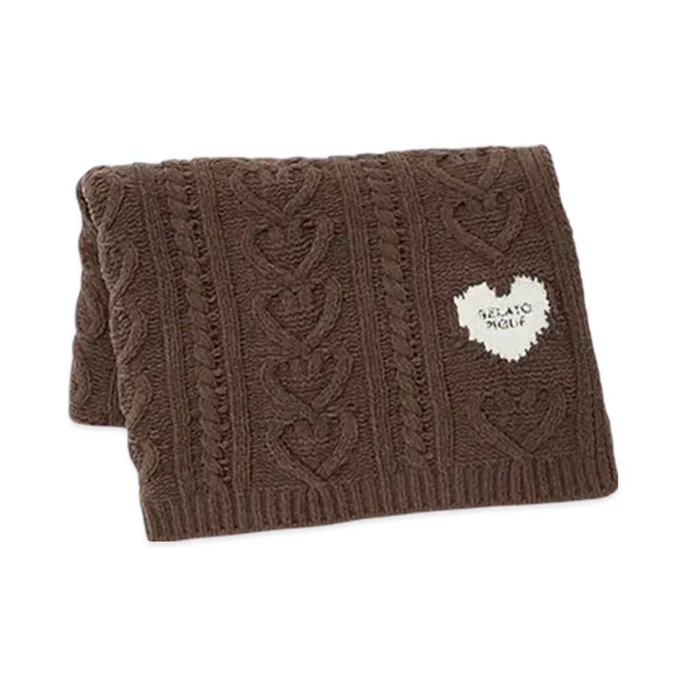 GELATO PIQUE Heart Aran Blanket "Brown"