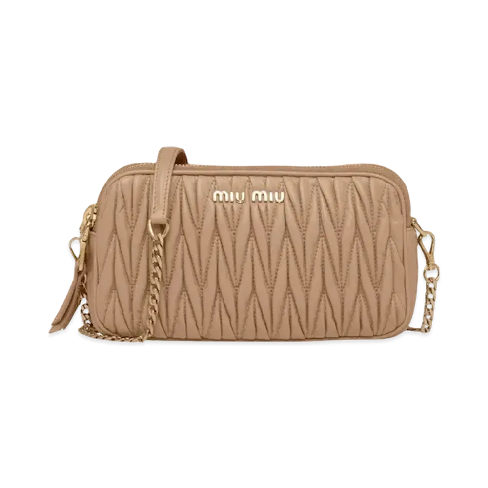MIU MIU Materasse Leather Mini Bag "Beige Pink"