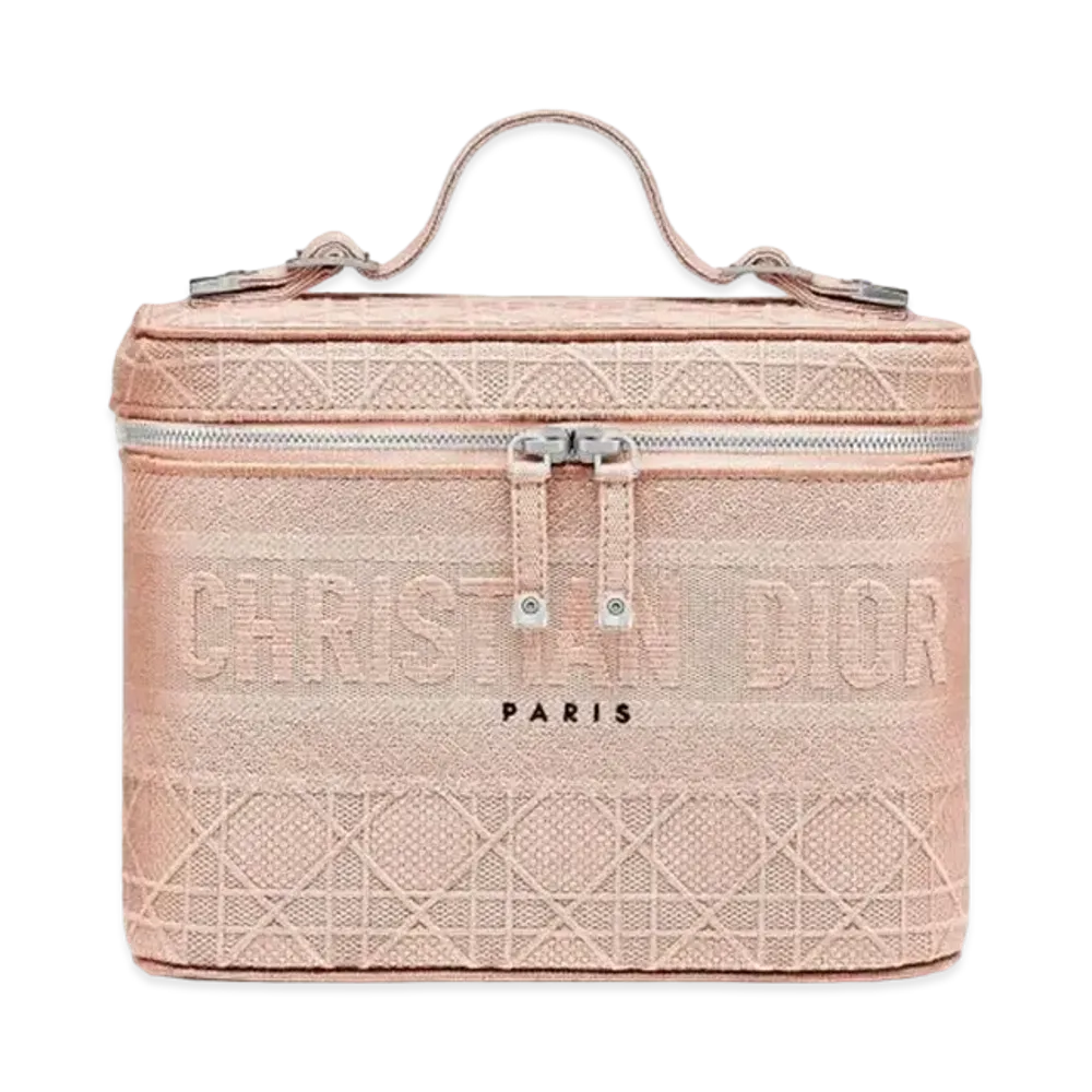 Dior Travel Vanity Case Cannage Embroidery "Bois De Rose"