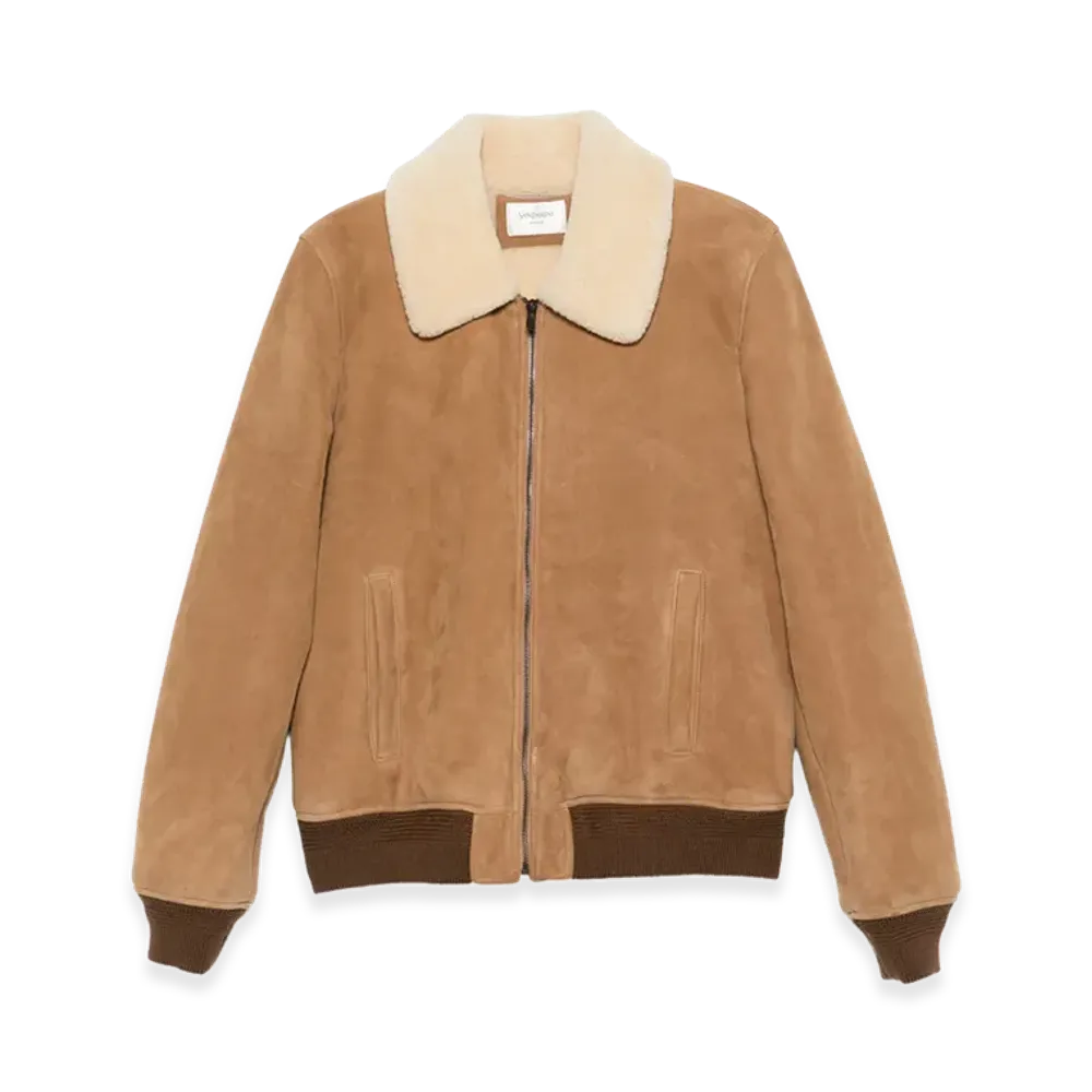 Saint Laurent Leather Outerwear "Brown"