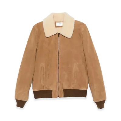 Saint Laurent Leather Outerwear "Brown"