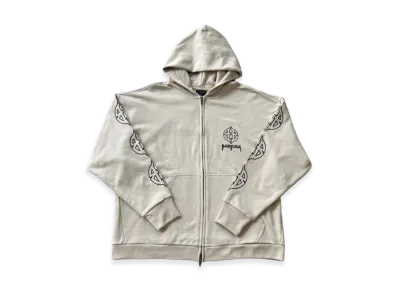 BALENCIAGA Metal BB Stencil Zip Up Hoodie "Beige"
