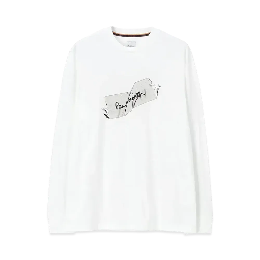 Paul Smith Ripped Tag Long Sleeve T-Shirt "White"