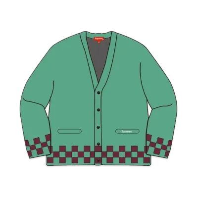 Supreme Brushed Checkerboard Cardigan "Teal"