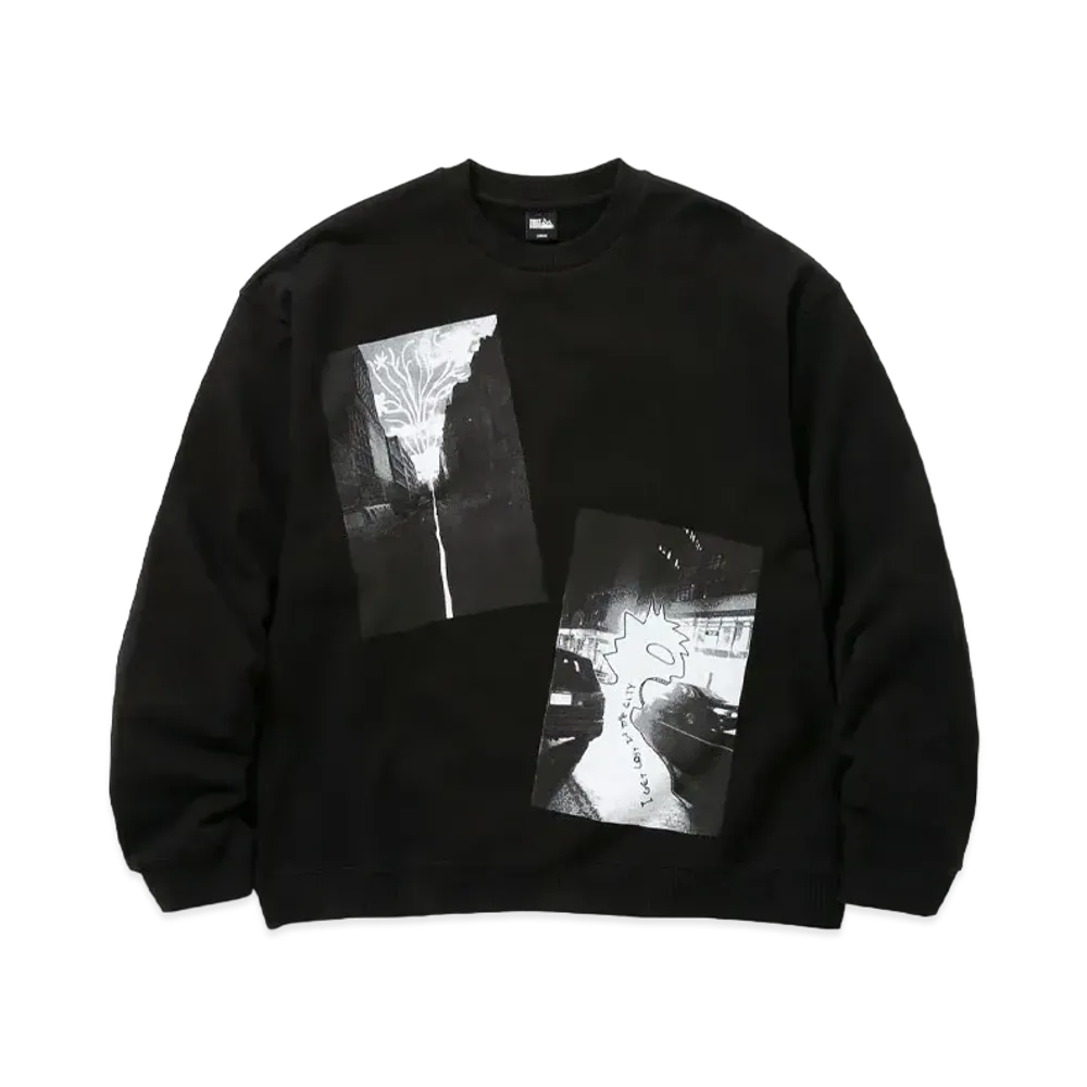 FIRST DOWN CREW SWEAT by E-WAX STUDIO "Black"