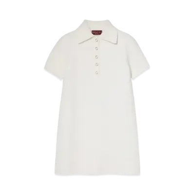 GUCCI Wool Boucle Polo Dress "Ivory"