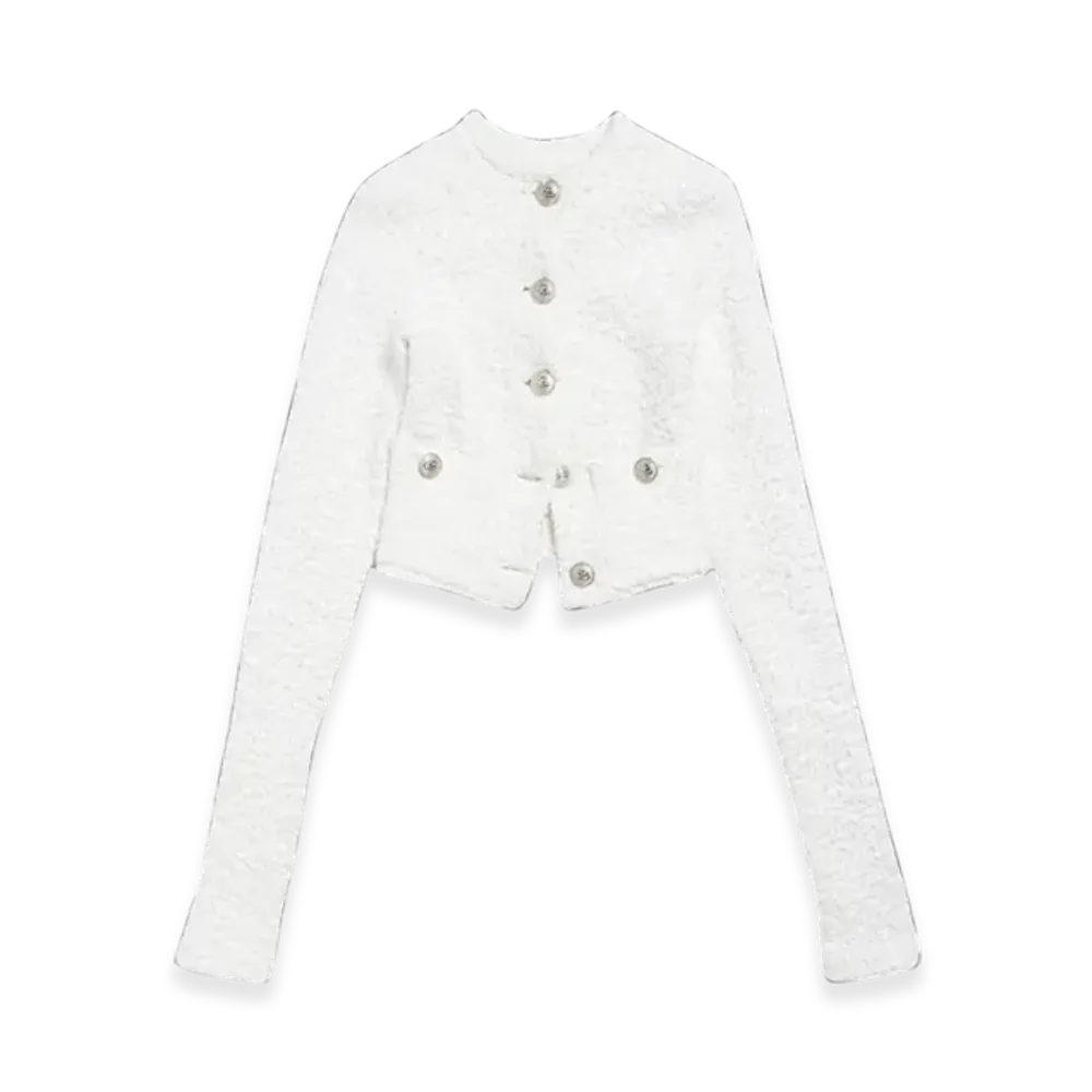 BALENCIAGA Women's Cropped Cardigan "White"