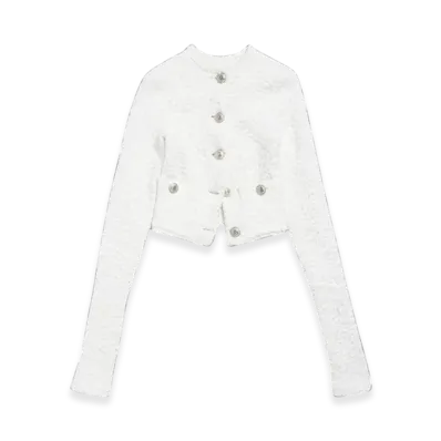BALENCIAGA Women's Cropped Cardigan "White"