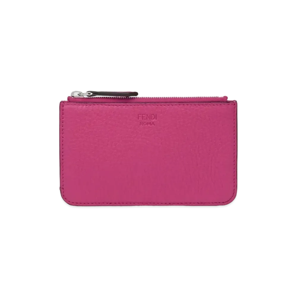 FENDI Key Case Leather Slim Clutch "Pink"