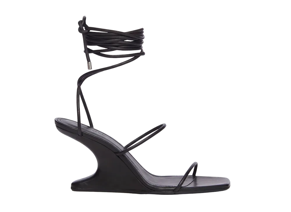 Rick Owens Women's SS26 Cantilever 8 Wrap Sandal Peached Lambskin "Black"