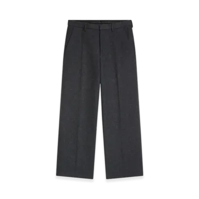 DRIES VAN NOTEN Cropped Cotton Twill Pants "Dark grey"