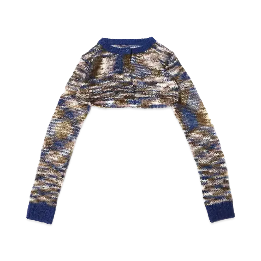 atmos pink Colorful Mohair Touch Short Cardigan "Blue"
