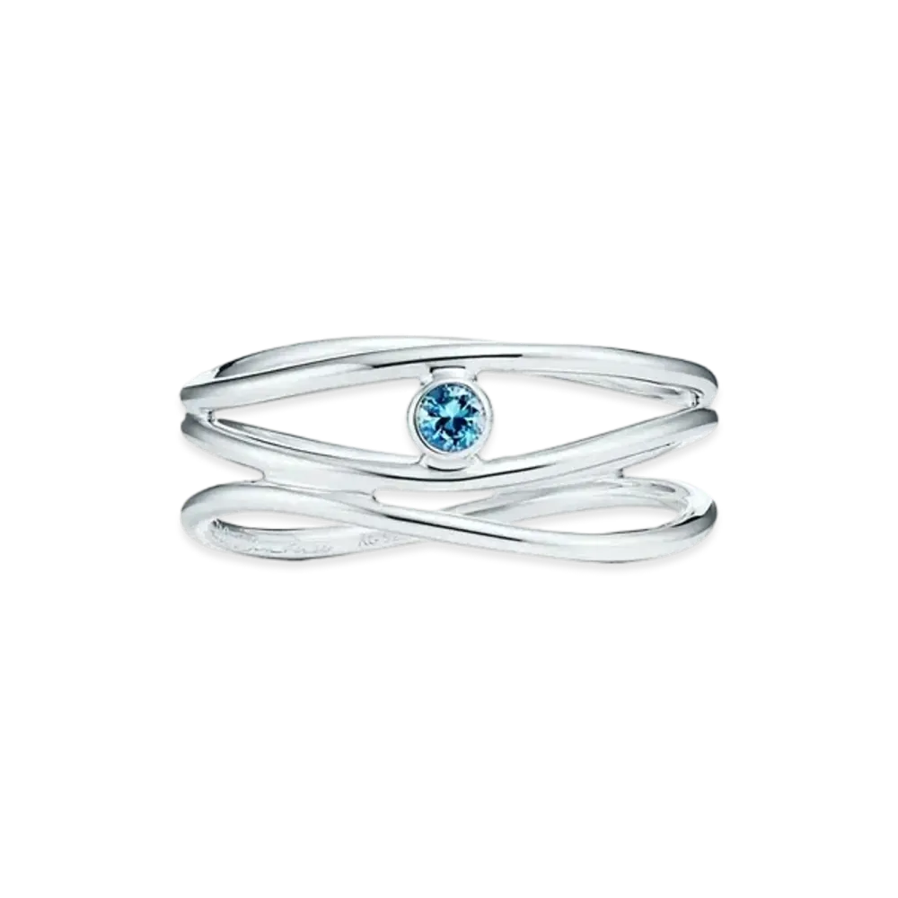Tiffany & Co. Wave 3 Row Ring Aquamarine "Silver"