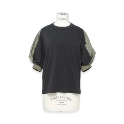 sacai Nylon Twill x Cotton Jersey T-Shirt "Navy/Khaki"