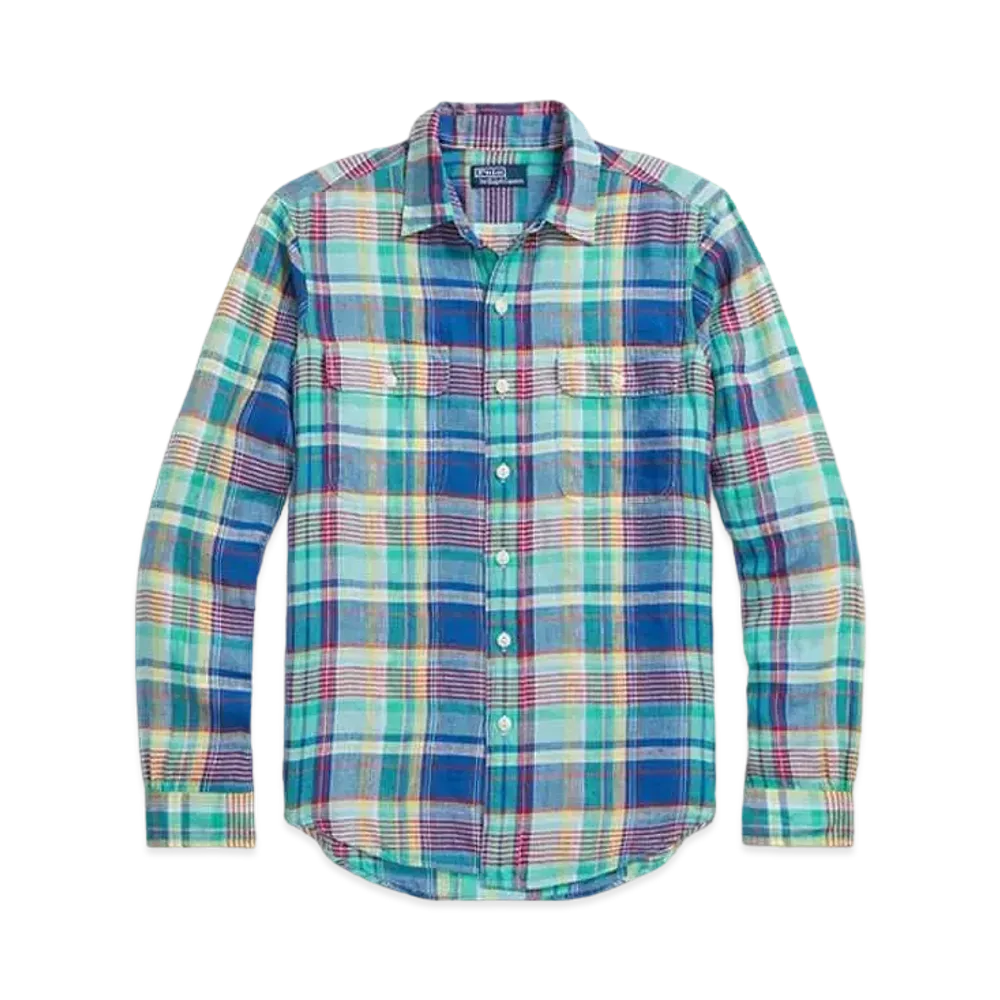 Polo Ralph Lauren Classic Fit Check Linen Work Shirt "Multi"